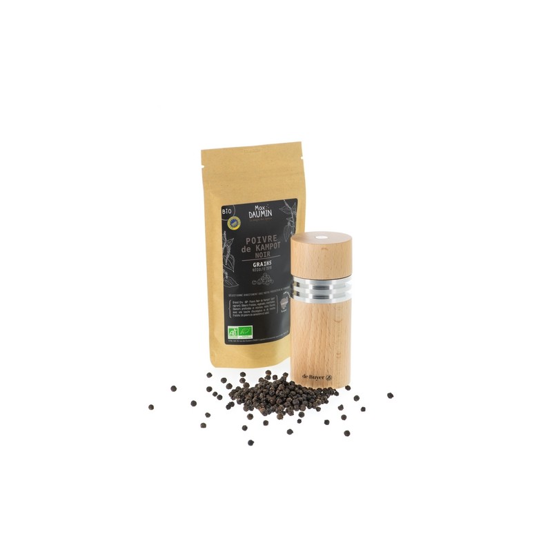 De Buyer Pepper Mill Box + Organic Kampot Black Pepper & PGI